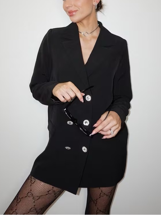 Show Me Your Mumu Bling Blazer Dress In Black Suiting